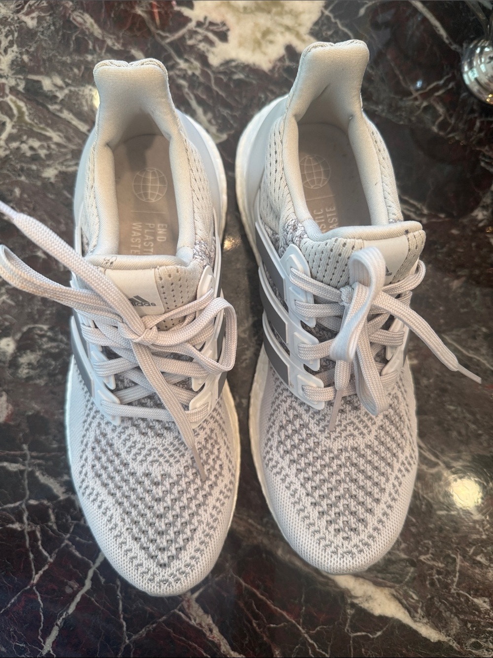 adidas ultra boost Women’s White Knit Athletic Running Shoes